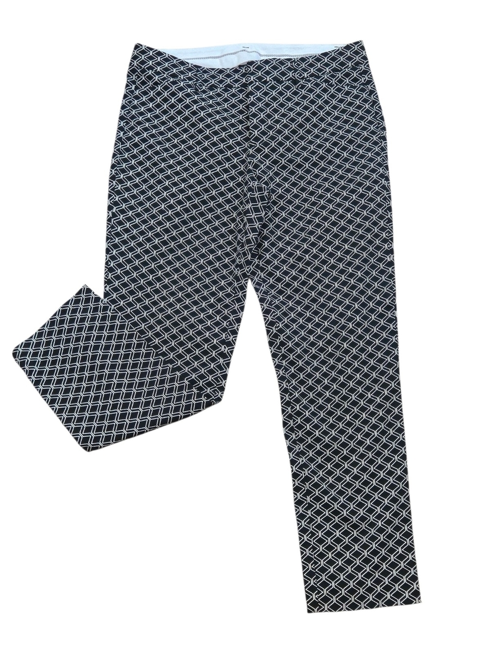 a.n.a Black Cropped Pants with White Geometric Print